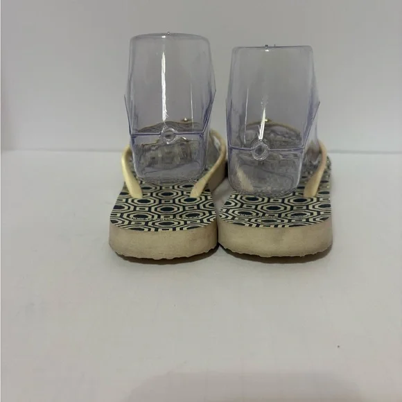 Tory Burch Hexagon Pattern Flip Flops - Black and Cream - Picture 7 of 8